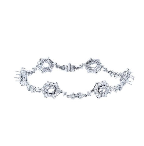 4.70 Ctw 18k White Gold Diamond Semi-mount Bracelet