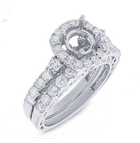 1.68 Ctw 18k White Gold Diamond Semi-mount Ring 2-pc