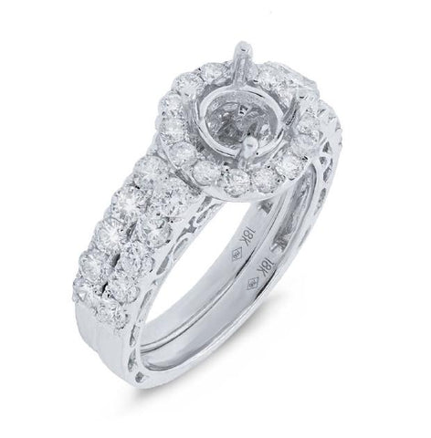 1.64 Ctw 18k White Gold Diamond Semi-mount Ring 2-pc