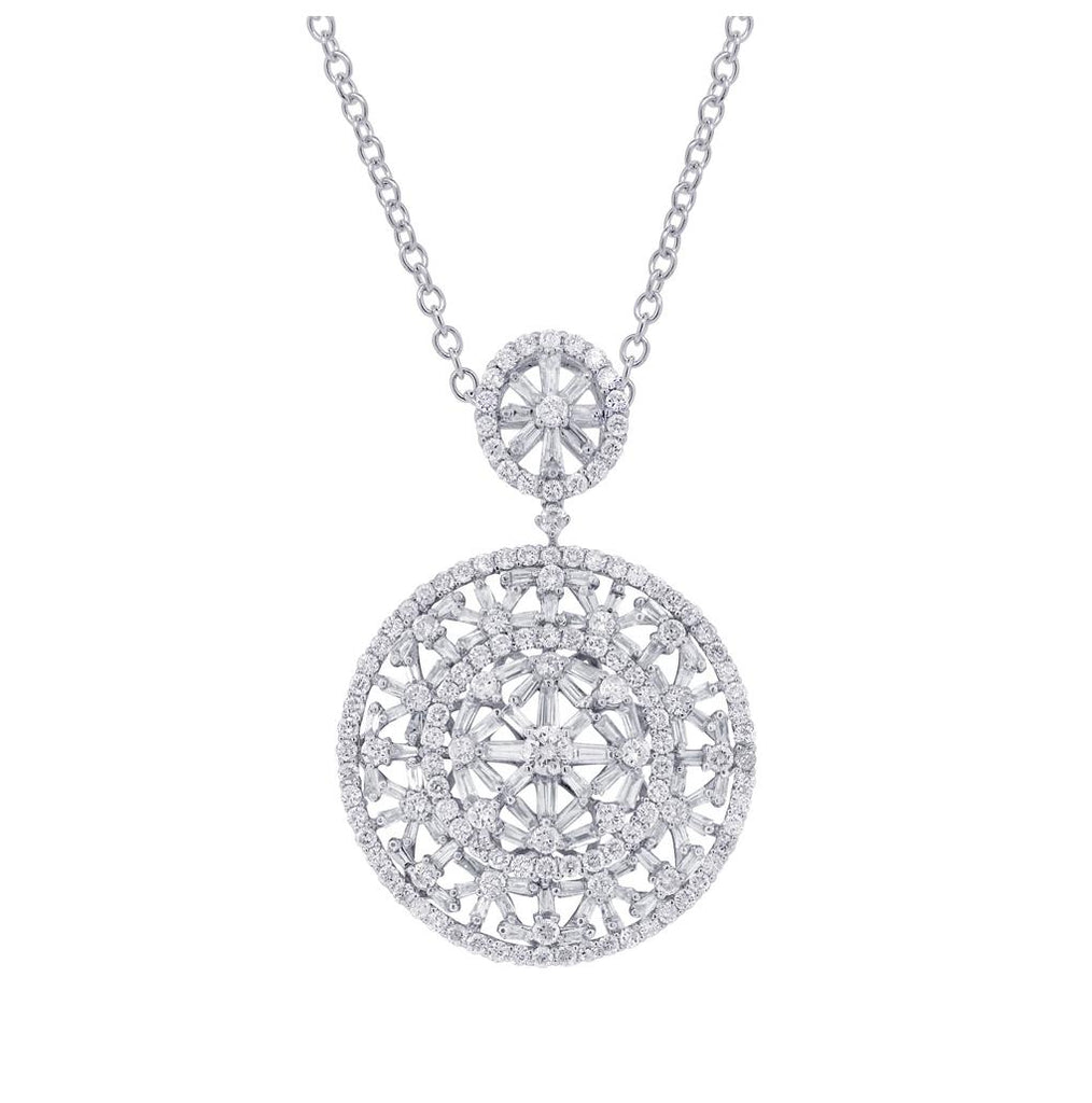 4.44 Ctw 18k White Gold Diamond Pendant Necklace With 18 Inch Chain