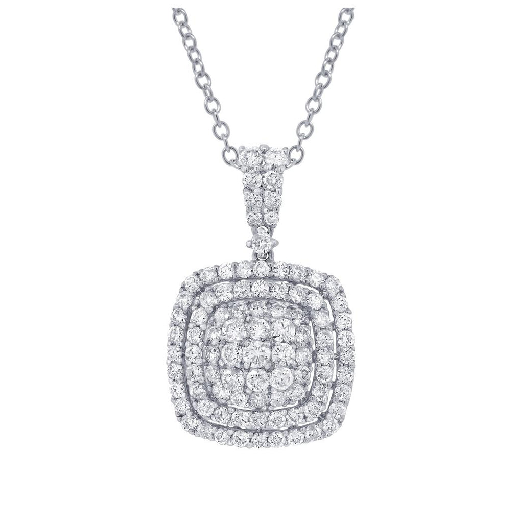 2.09 Ctw 18k White Gold Diamond Pendant Necklace With 18 Inch Chain