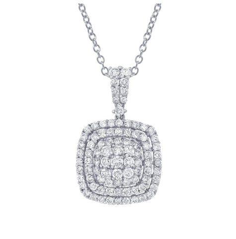 2.09 Ctw 18k White Gold Diamond Pendant Necklace With 18 Inch Chain