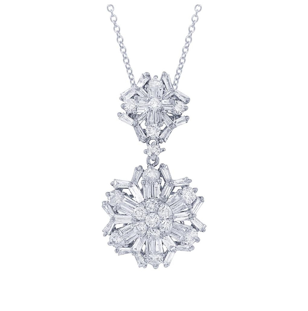 1.94 Ctw 18k White Gold Diamond Pendant Necklace With 18 Inch Chain