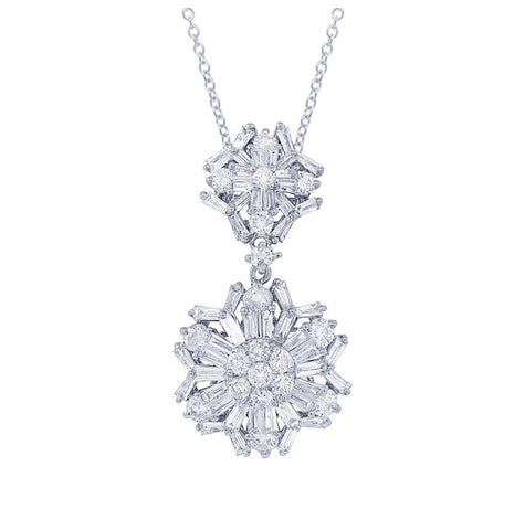 1.94 Ctw 18k White Gold Diamond Pendant Necklace With 18 Inch Chain