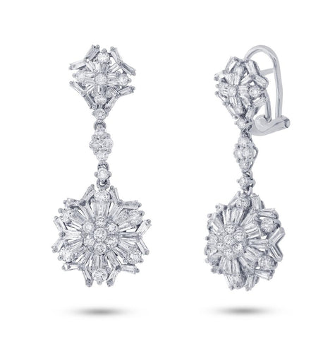 3.51 Ctw 18k White Gold Diamond Earring