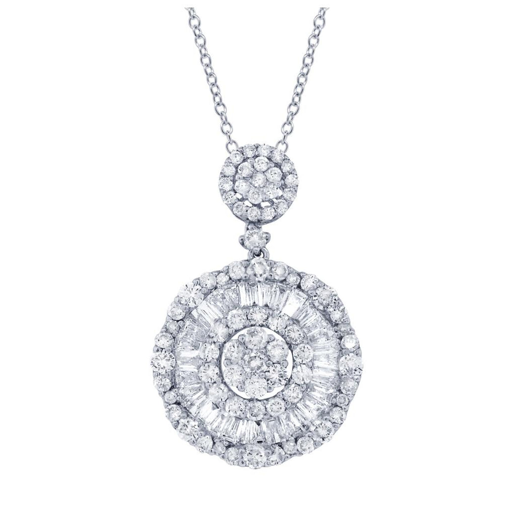 2.47 Ctw 18k White Gold Diamond Pendant Necklace With 18 Inch Chain