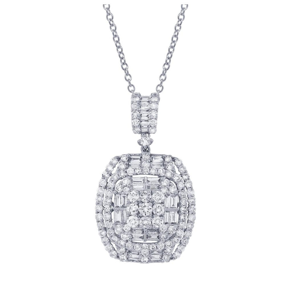 2.65 Ctw 18k White Gold Diamond Pendant Necklace With 18 Inch Chain