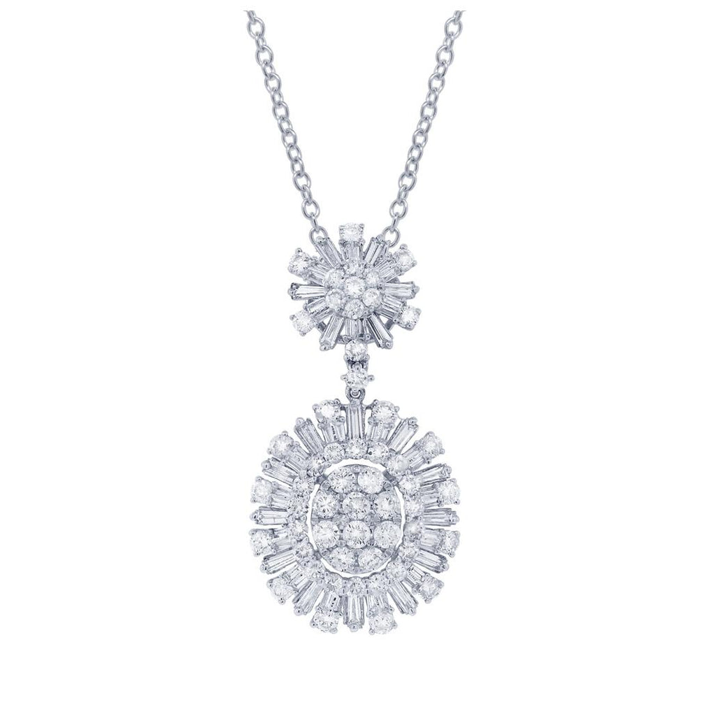 3.01 Ctw 18k White Gold Diamond Pendant Necklace With 18 Inch Chain