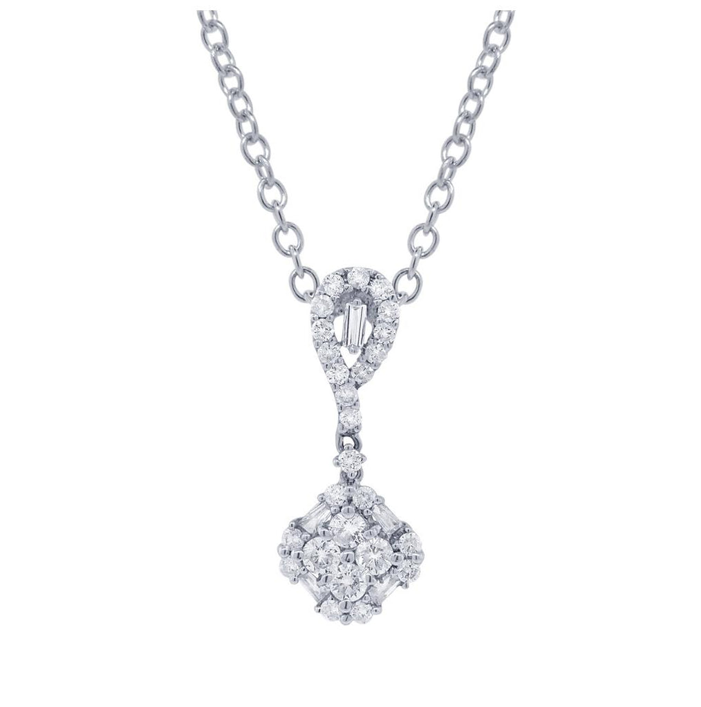 0.70 Ctw 18k White Gold Diamond Pendant Necklace With 18 Inch Chain