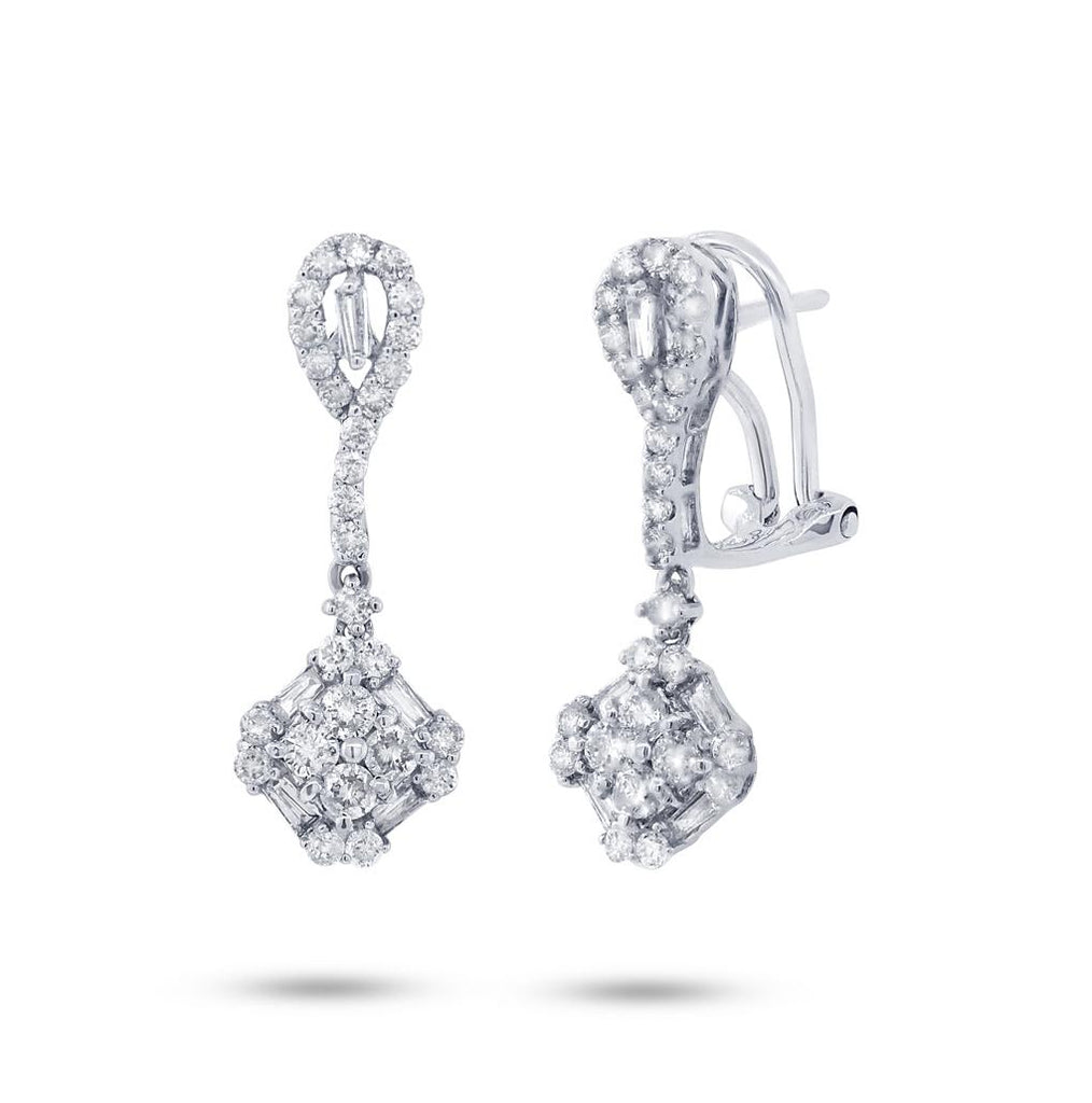 1.14 Ctw 18k White Gold Diamond Earring