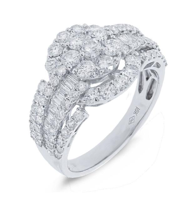 2.00 Ctw 18k White Gold Diamond Womens Ring