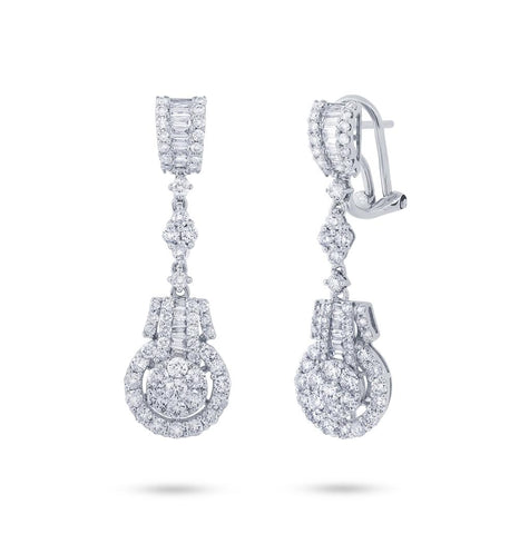 2.34 Ctw 18k White Gold Diamond Earring