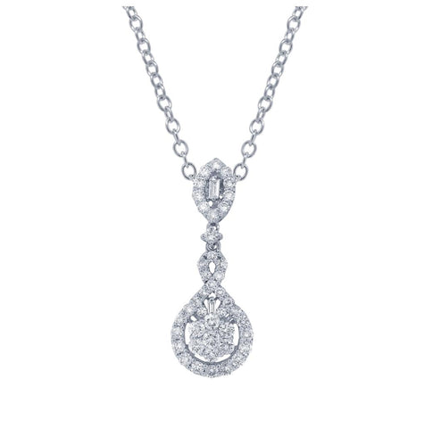 1.00 Ctw 18k White Gold Diamond Pendant Necklace With 18 Inch Chain