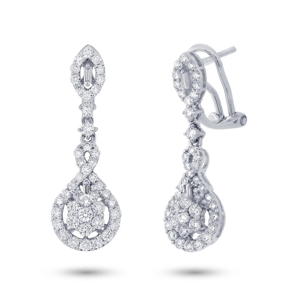 1.41 Ctw 18k White Gold Diamond Earring