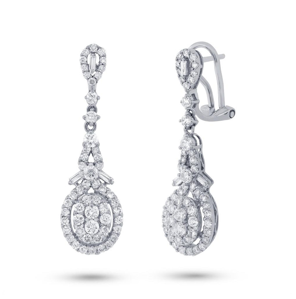 1.72 Ctw 18k White Gold Diamond Earring