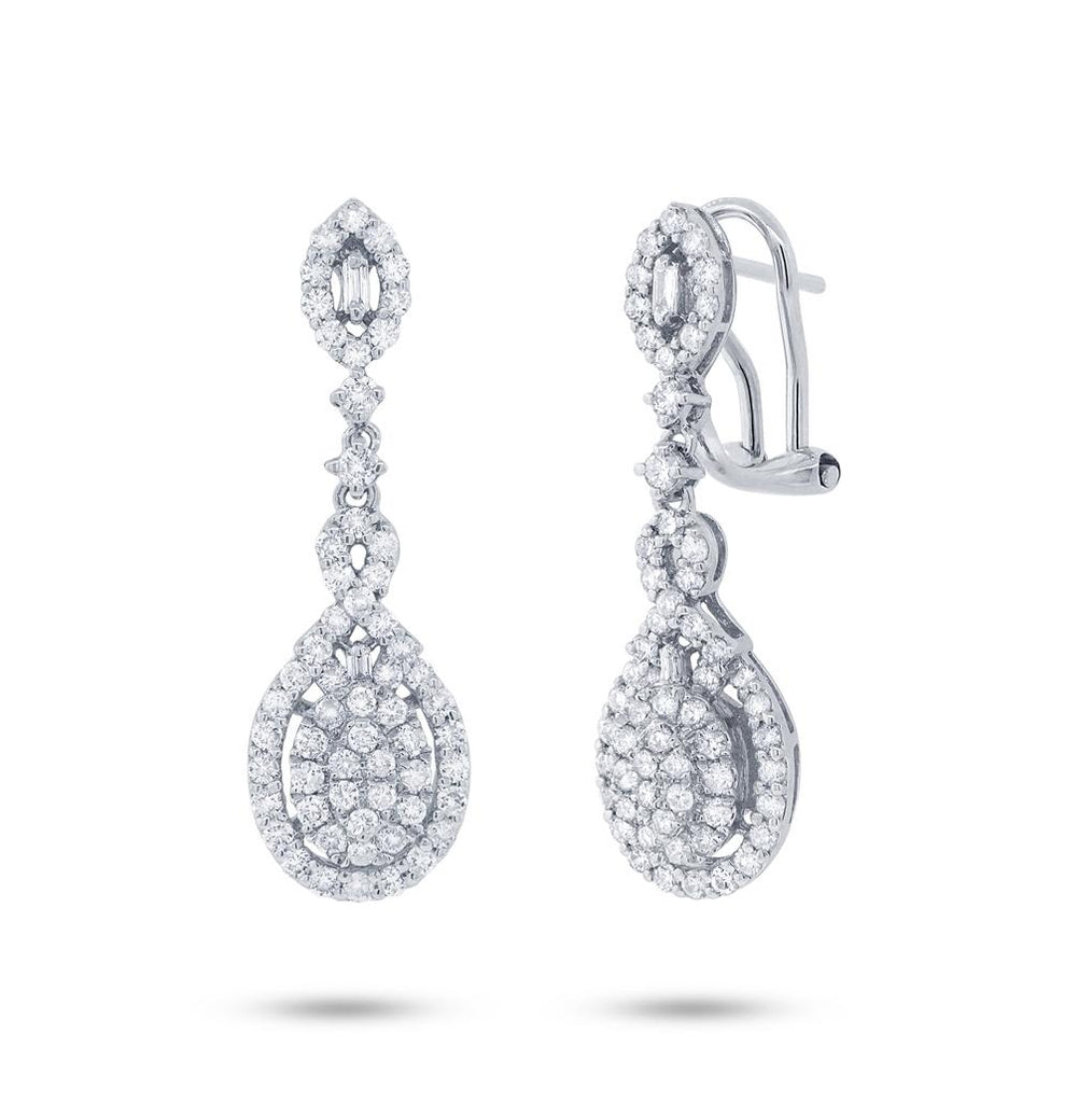 1.46 Ctw 18k White Gold Diamond Earring