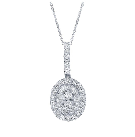 0.75 Ctw 18k White Gold Diamond Pendant Necklace With 18 Inch Chain