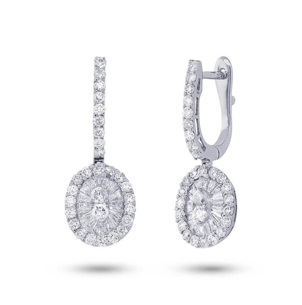 1.21 Ctw 18k White Gold Diamond Earring