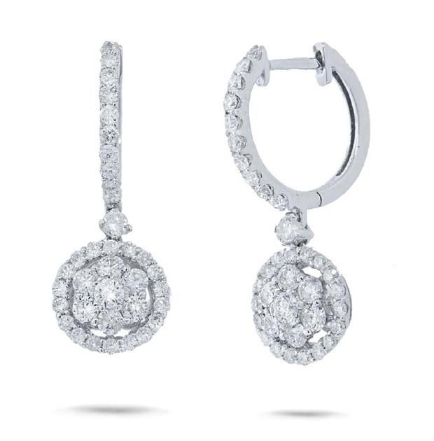 1.35 Ctw 18k White Gold Diamond Earring