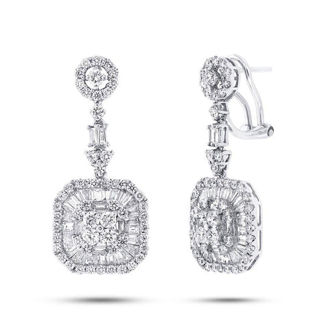 3.51 Ctw 18k White Gold Diamond Earring