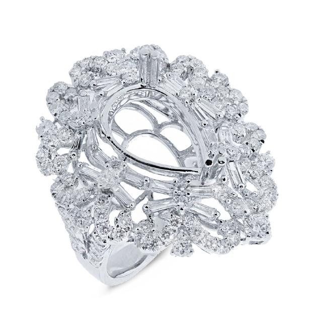 2.29 Ctw 18k White Gold Diamond Semi-mount Ring