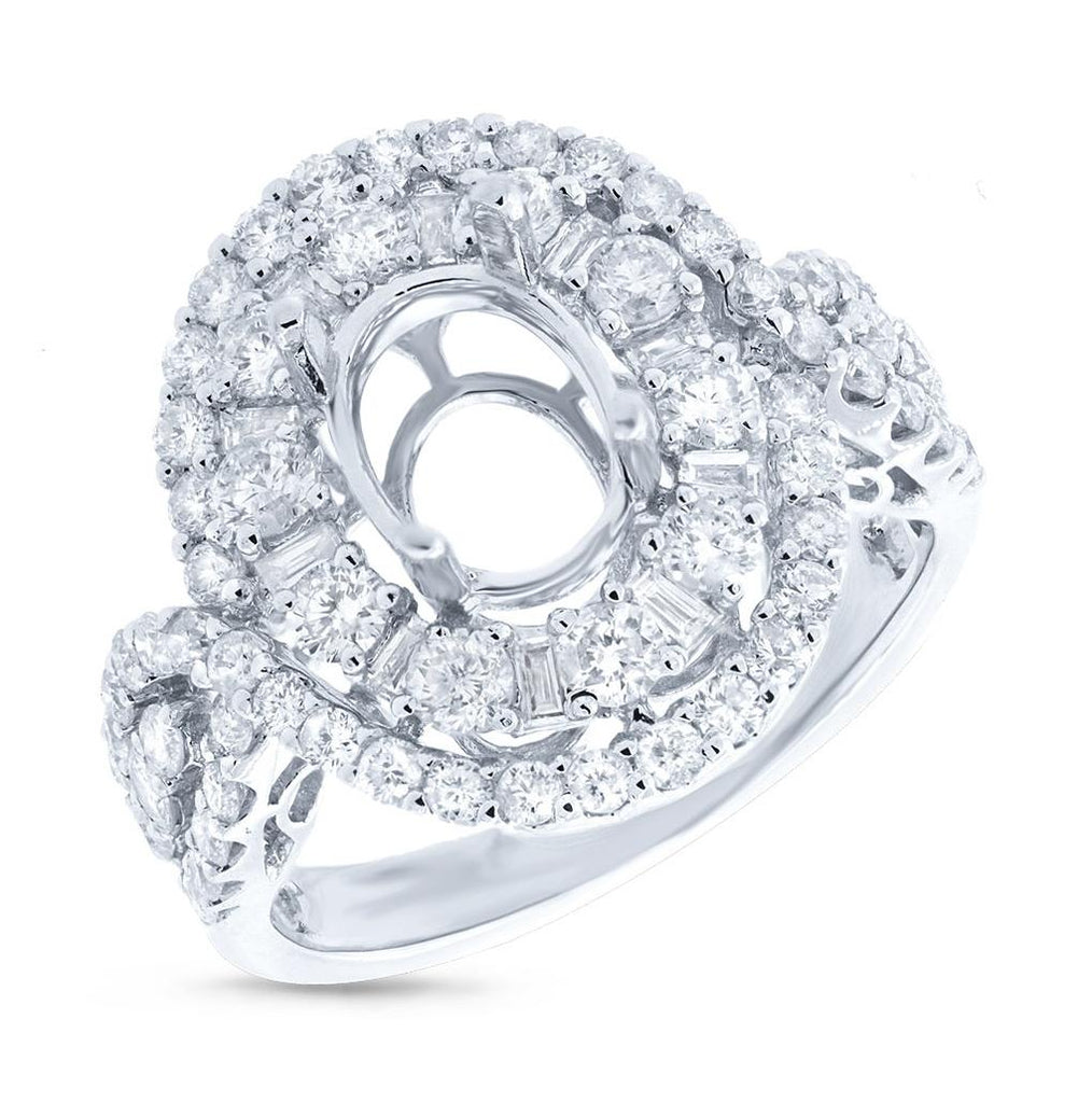 1.77 Ctw 18k White Gold Diamond Semi-mount Ring