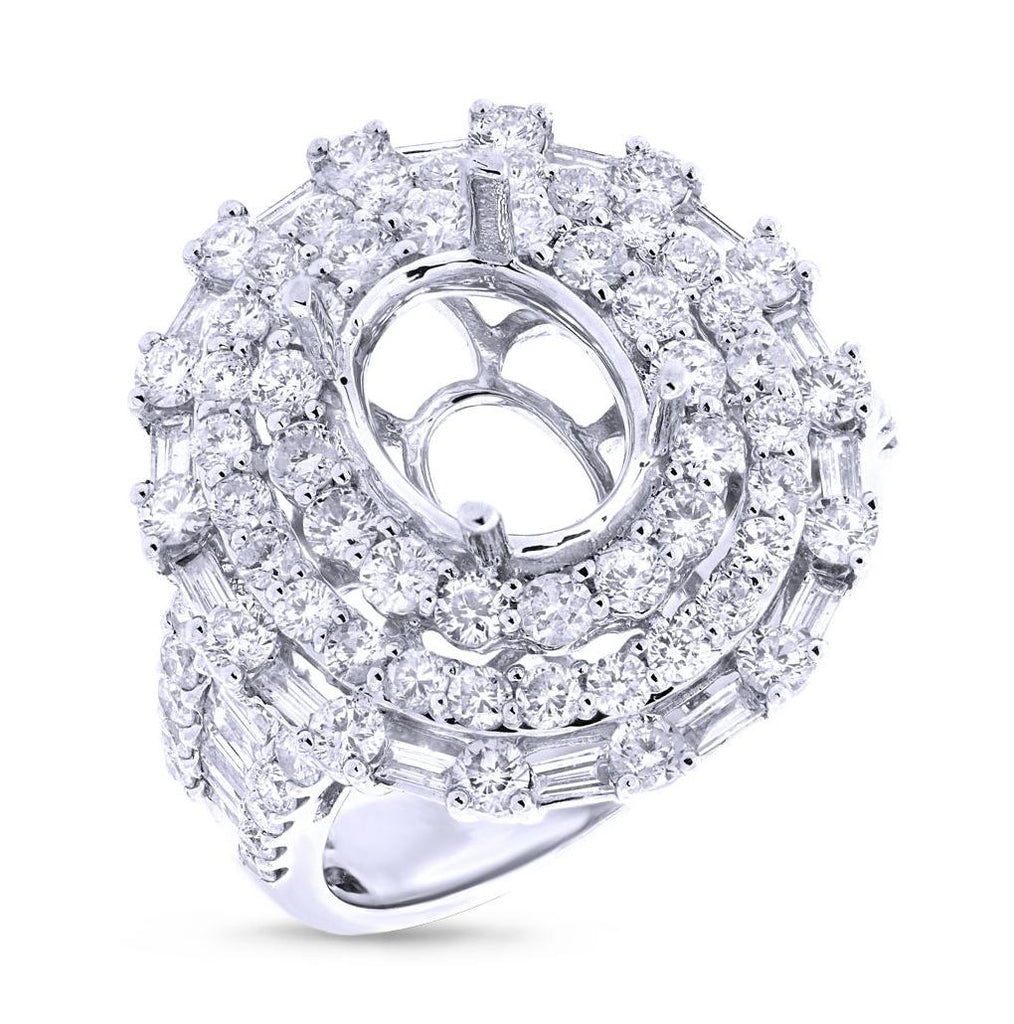 2.54 Ctw 18k White Gold Diamond Semi-mount Ring