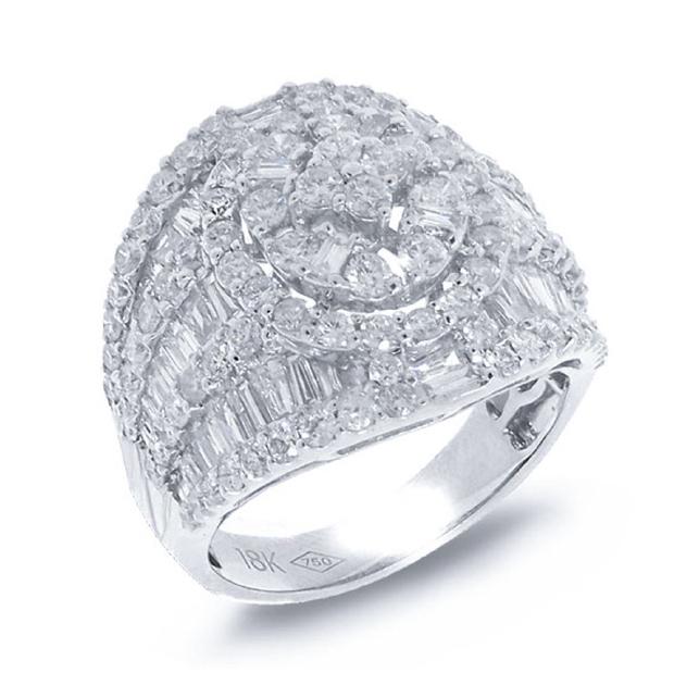 3.27 Ctw 18k White Gold Diamond Womens Ring