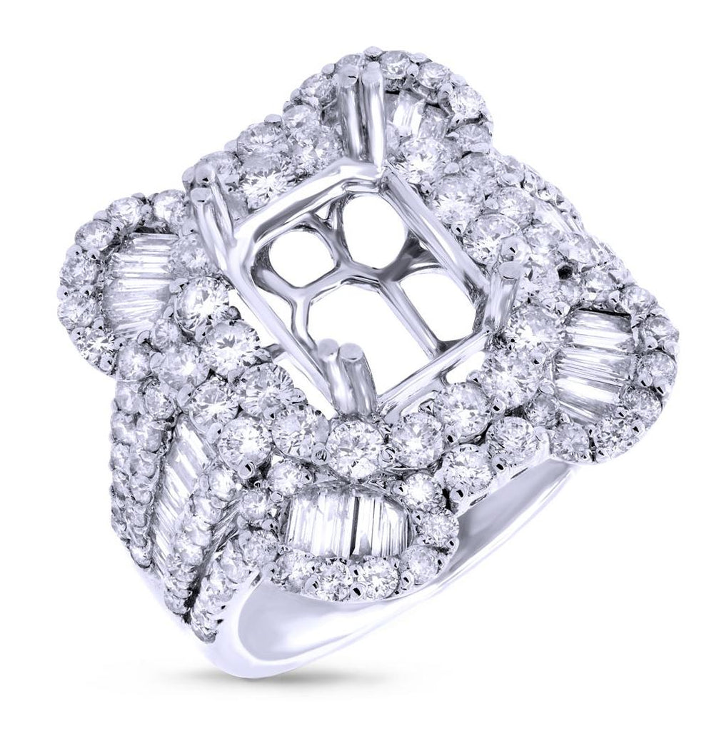 2.74 Ctw 18k White Gold Diamond Semi-mount Ring