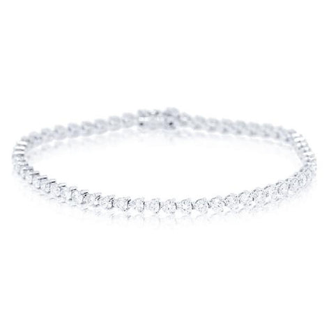 3.98 Ctw 18k White Gold Diamond Tennis Bracelet