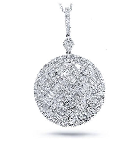 3.72 Ctw 18k White Gold Diamond Pendant Necklace With 18 Inch Chain