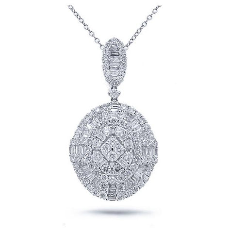 2.52 Ctw 18k White Gold Diamond Pendant Necklace With 18 Inch Chain