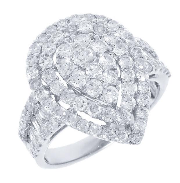 2.11 Ctw 18k White Gold Diamond Womens Ring