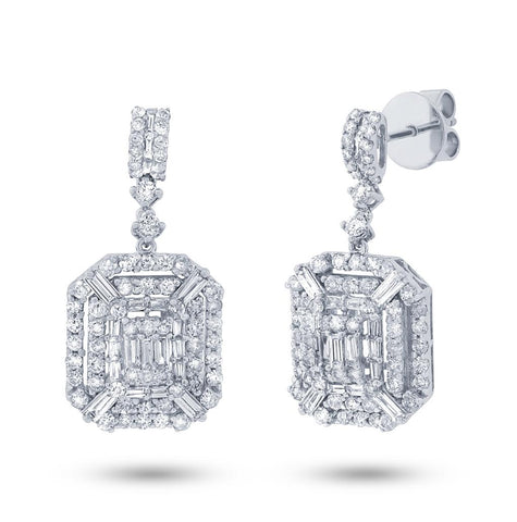 2.25 Ctw 18k White Gold Diamond Earring