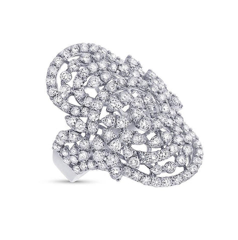 3.64 Ctw 18k White Gold Diamond Womens Ring Size 8