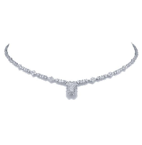 5.44 Ctw 18k White Gold Diamond Necklace