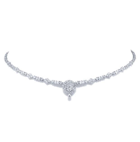 5.78 Ctw 18k White Gold Diamond Necklace