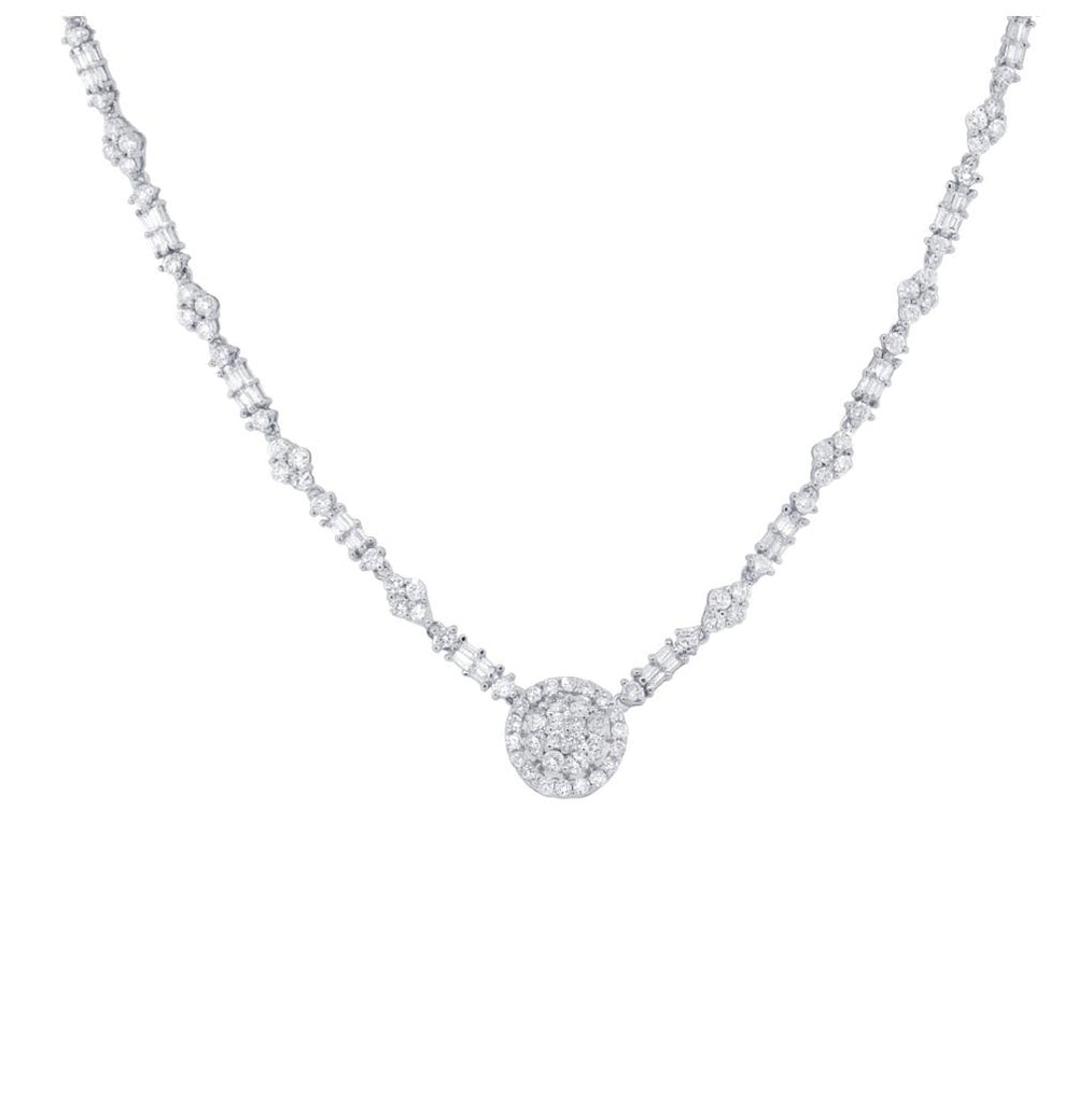 5.57 Ctw 18k White Gold Diamond Necklace