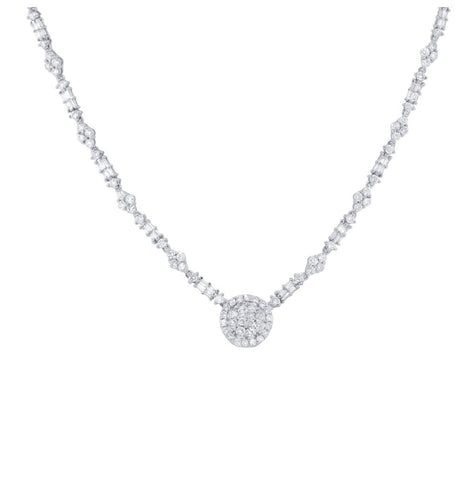 5.57 Ctw 18k White Gold Diamond Necklace