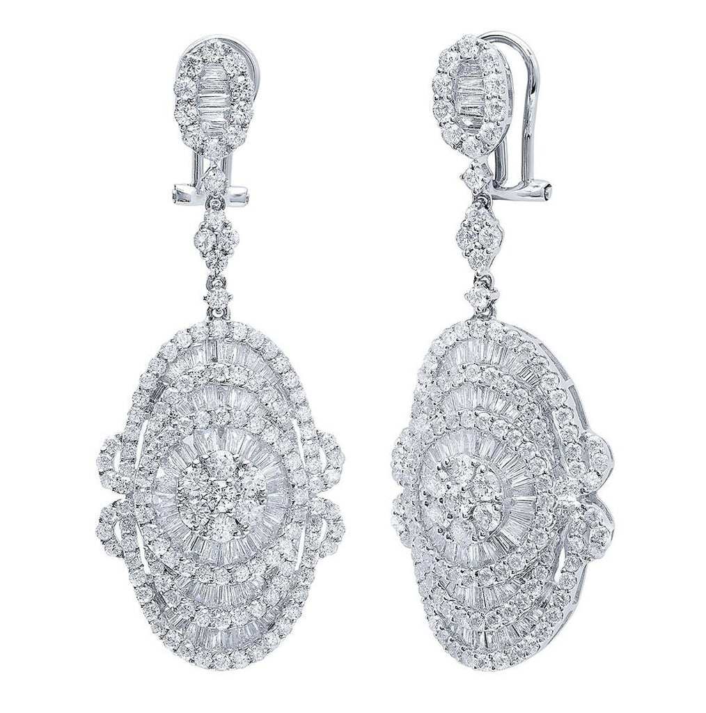 6.90 Ctw 18k White Gold Diamond Earring