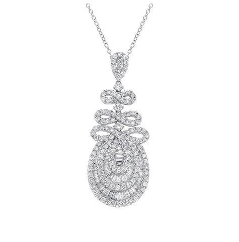 2.36 Ctw 18k White Gold Diamond Pendant Necklace With 18 Inch Chain