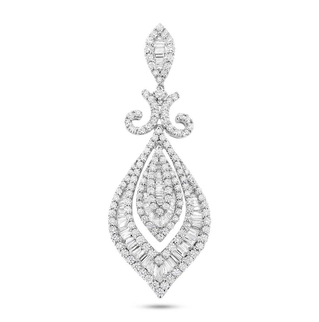 3.00 Ctw 18k White Gold Diamond Pendant Necklace With 18 Inch Chain