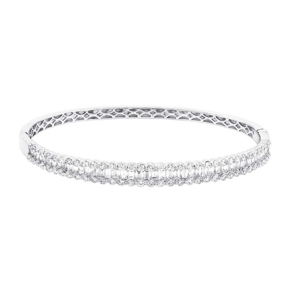 3.62 Ctw 18k White Gold Diamond Bangle Bracelet