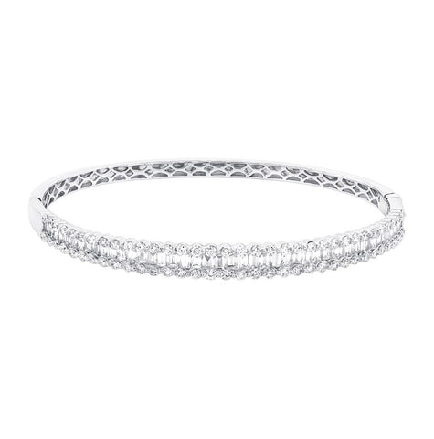 3.62 Ctw 18k White Gold Diamond Bangle Bracelet