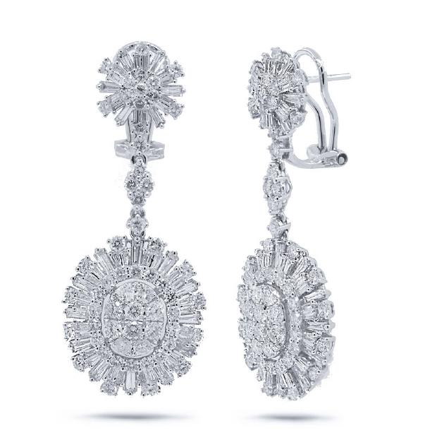 4.82 Ctw 18k White Gold Diamond Earring