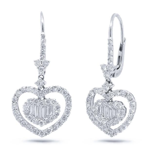 1.76 Ctw 18k White Gold Diamond Heart Earring