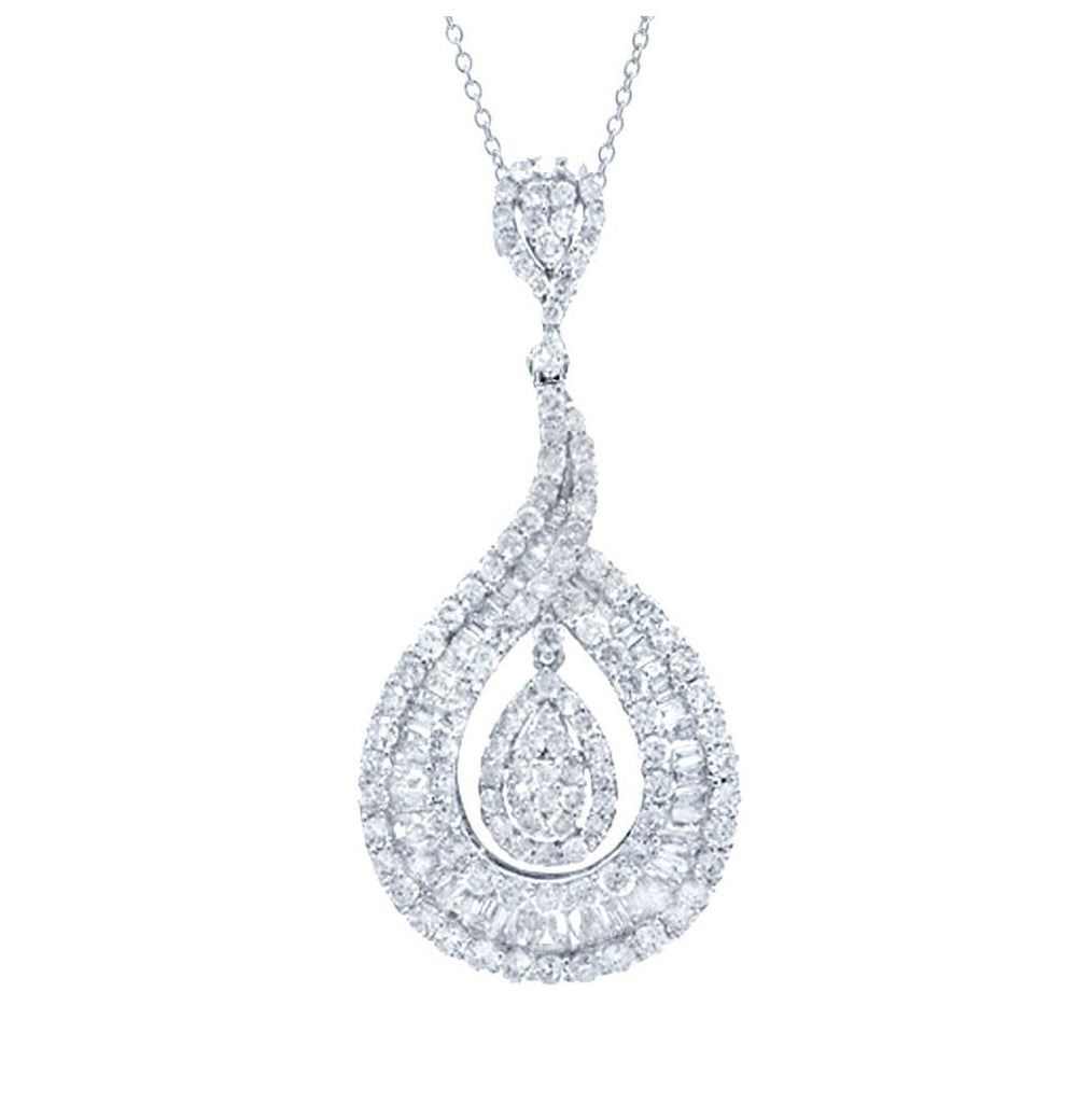 5.50 Ctw 18k White Gold Diamond Pendant Necklace With 18 Inch Chain