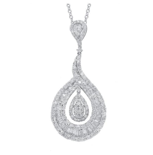 5.01 Ctw 18k White Gold Diamond Pendant Necklace With 18 Inch Chain