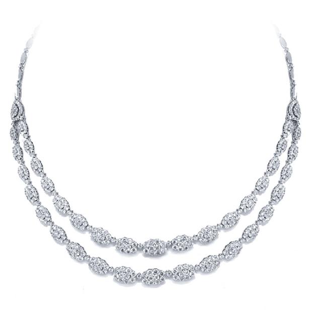 14.47 Ctw 18k White Gold Diamond Necklace