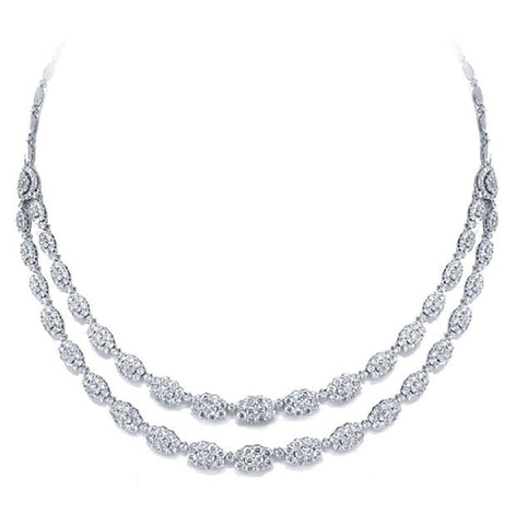 14.47 Ctw 18k White Gold Diamond Necklace